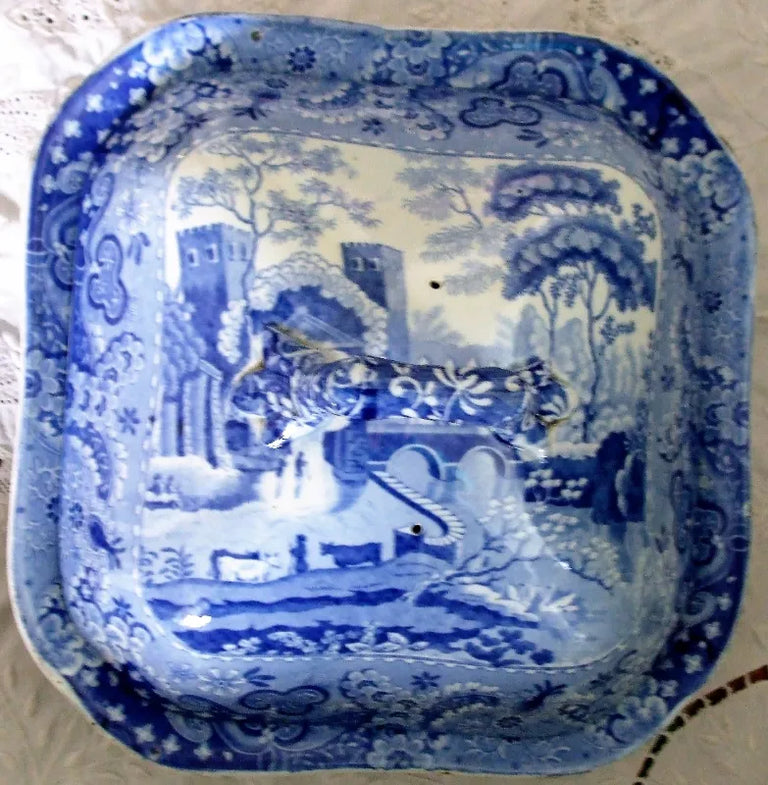Antique Georgian Blue & White Transfer 