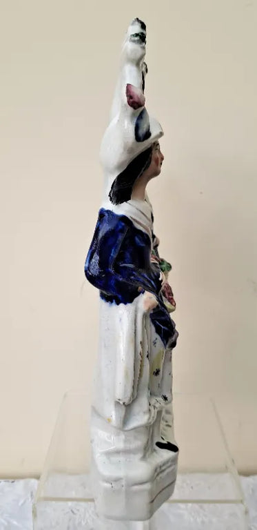 Antique English Victorian Staffordshire Clock Figure