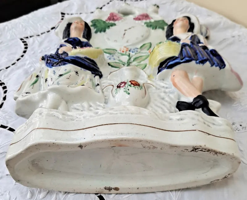 Antique English Victorian Staffordshire Clock Figure