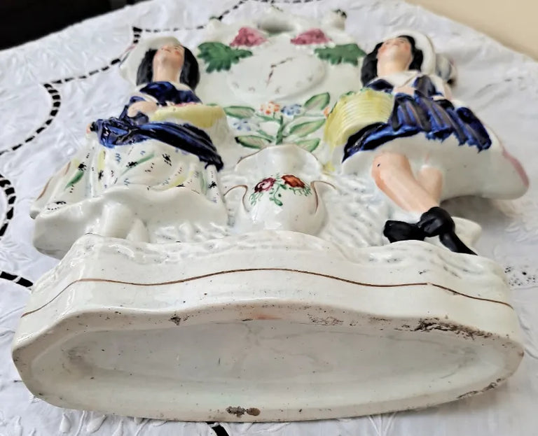 Antique English Victorian Staffordshire Clock Figure