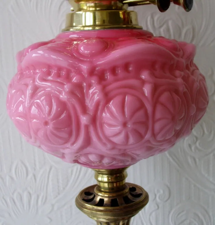 Antique English Victorian Cloven Hoof Brass Oil Lamp