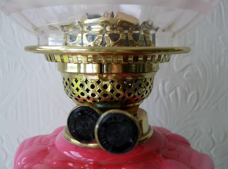 Antique English Victorian Cloven Hoof Brass Oil Lamp