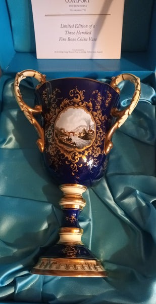 Coalport English Porcelain ~ "The Iron Bridge Bicentenary Three Handled Vase"