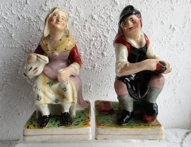 Pair of Antique Victorian Staffordshire Figures ~ 