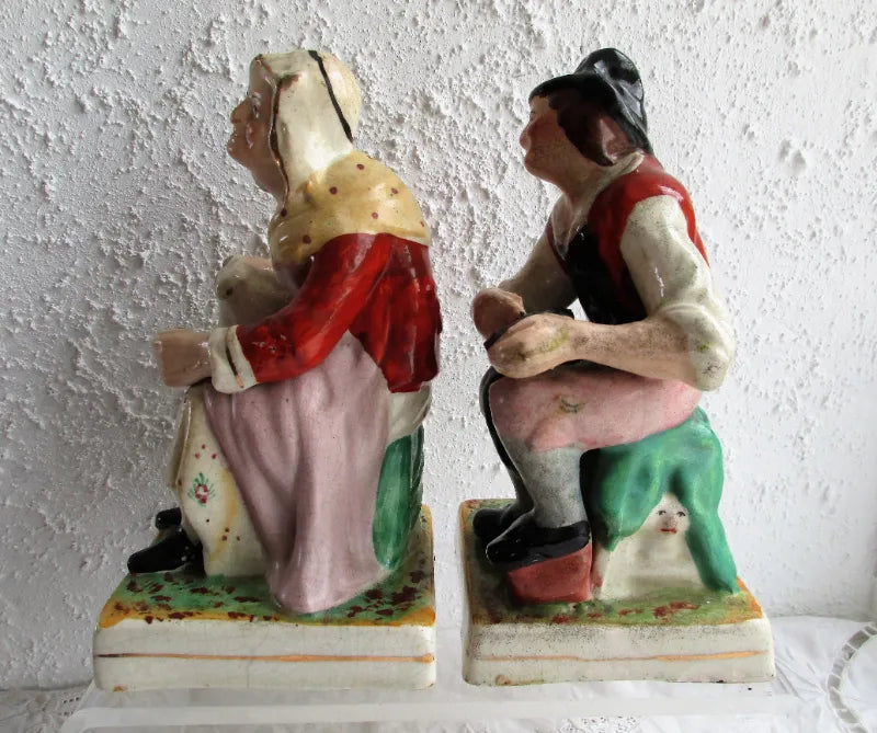 Pair of Antique Victorian Staffordshire Figures ~ 
