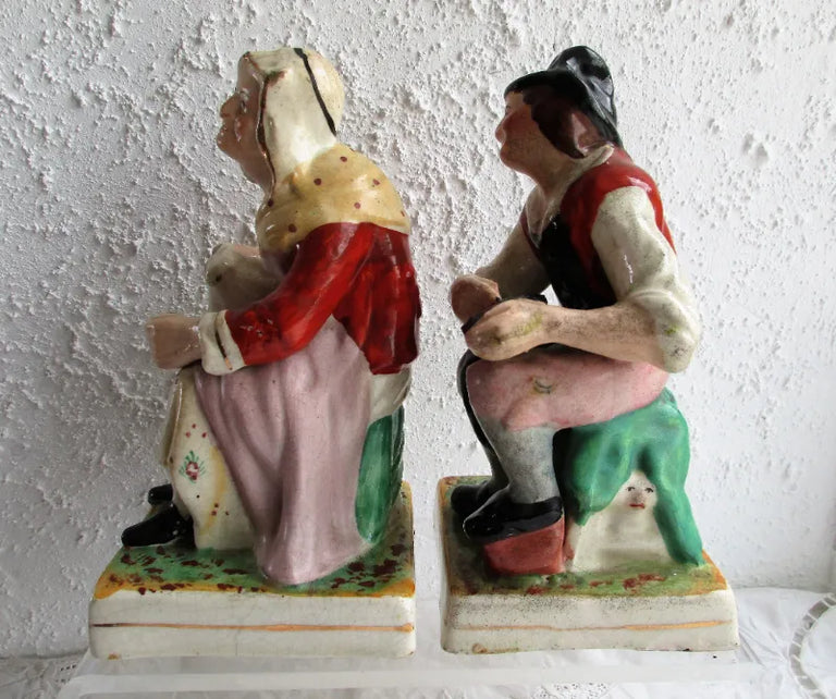 Pair of Antique Victorian Staffordshire Figures ~ 