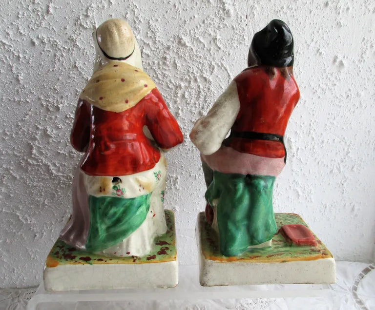 Pair of Antique Victorian Staffordshire Figures ~ 