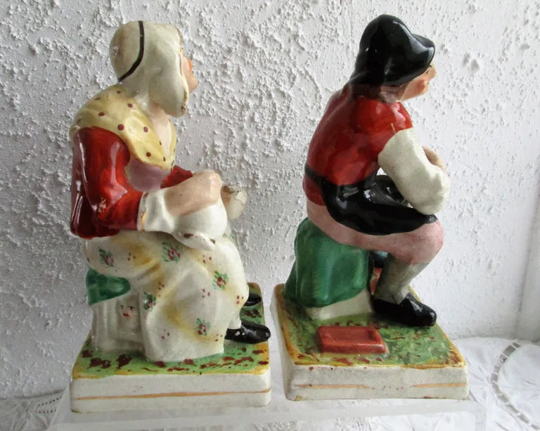 Pair of Antique Victorian Staffordshire Figures ~ 