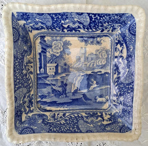 Antique Victorian Blue & White Transfer "Italian" Dish ~ Copeland Late Spode