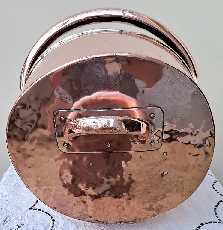 Antique English Victorian Copper Coal Scuttle