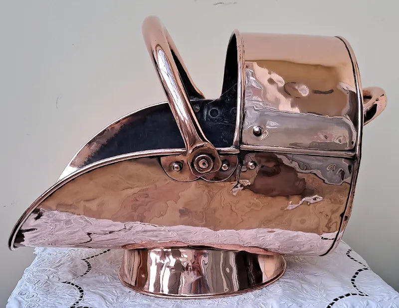 Antique English Victorian Copper Coal Scuttle