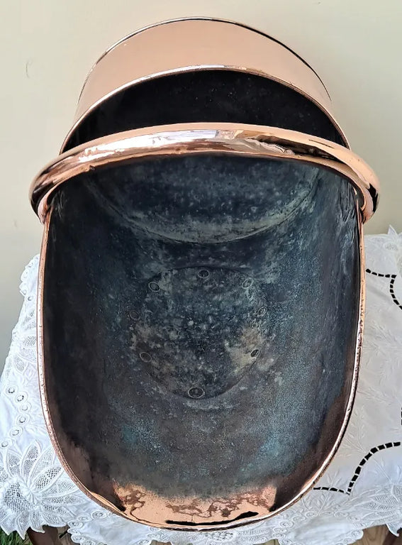 Antique English Victorian Copper Coal Scuttle
