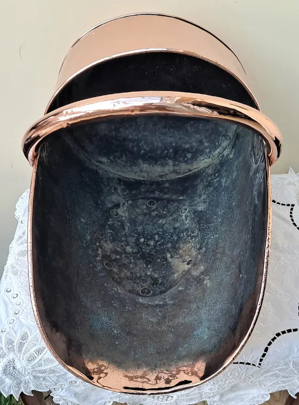 Antique English Victorian Copper Coal Scuttle