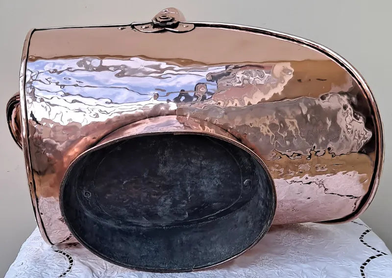 Antique English Victorian Copper Coal Scuttle