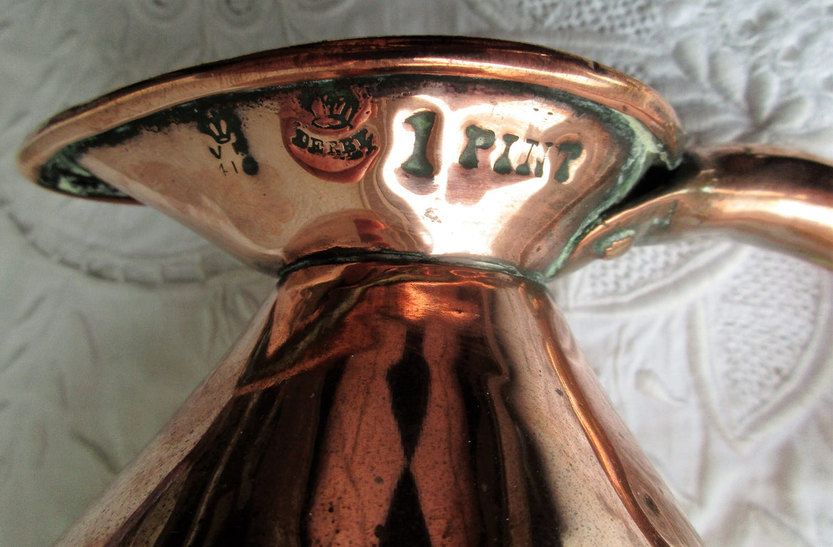 Copper Derby Pint Measure 1b