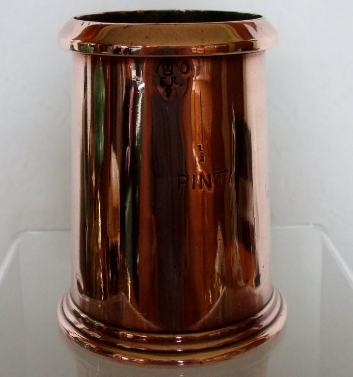 Antique English Edwardian 1/2 Pint Copper Grain Measure