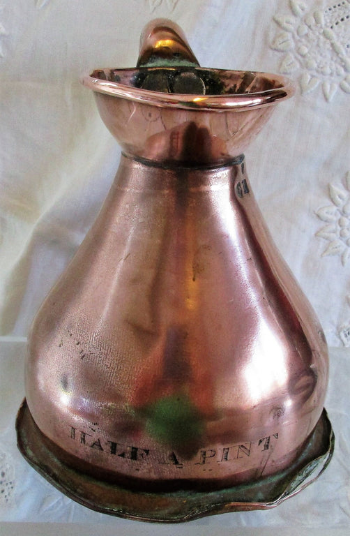 Antique English Victorian Copper Half Pint Measure
