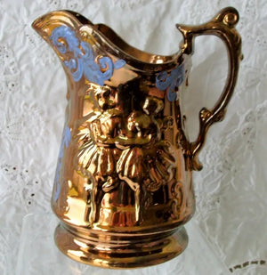Antique Victorian Copper Lustre "Dancing Ladies" Pattern Jug