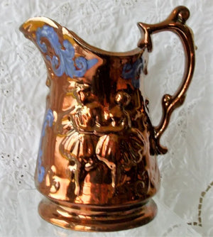 Antique Victorian Copper Lustre "Dancing Ladies" Pattern Jug