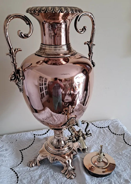 Antique English Victorian Copper Samovar