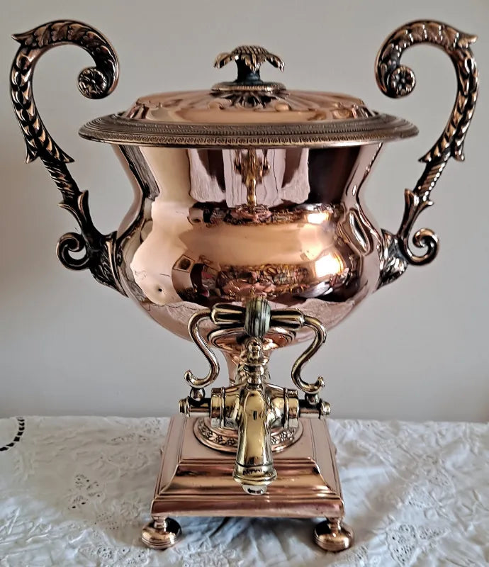 Antique English Late Regency Copper Tea Urn / Samovar
