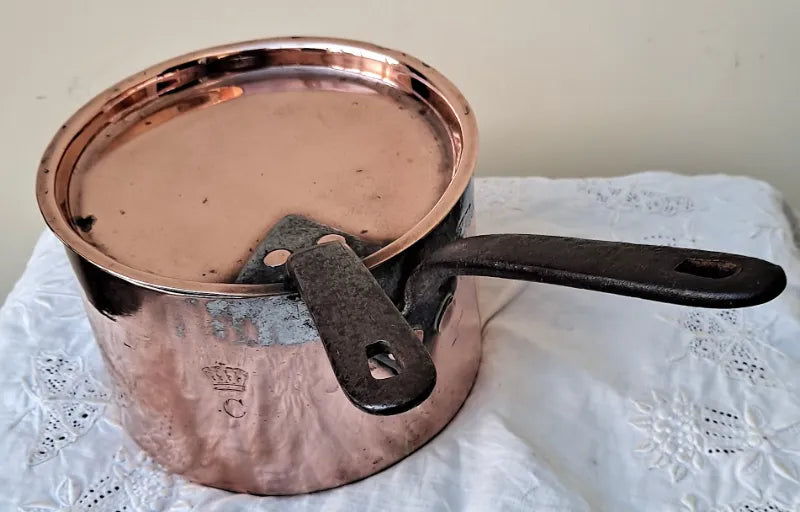 Antique English Victorian Copper Saucepan and Cover