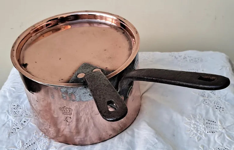 Antique English Victorian Copper Saucepan and Cover