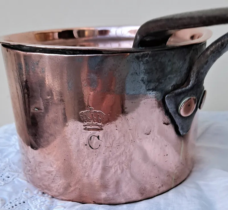 Antique English Victorian Copper Saucepan and Cover