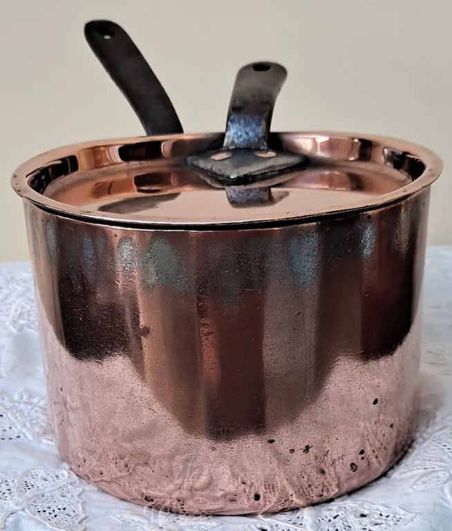 Antique English Victorian Copper Saucepan and Cover