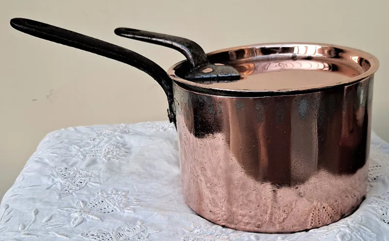 Antique English Victorian Copper Saucepan and Cover