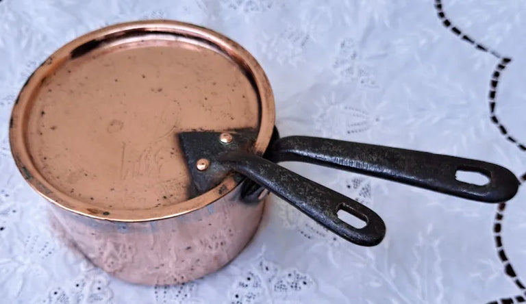 Antique English Victorian Copper Saucepan and Cover