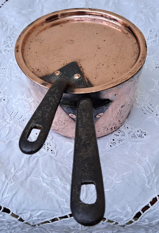 Antique English Victorian Copper Saucepan and Cover