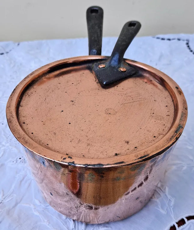 Antique English Victorian Copper Saucepan and Cover
