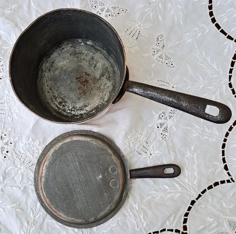 Antique English Victorian Copper Saucepan and Cover