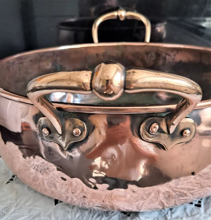 Antique English Victorian Copper Cream Setting Pan