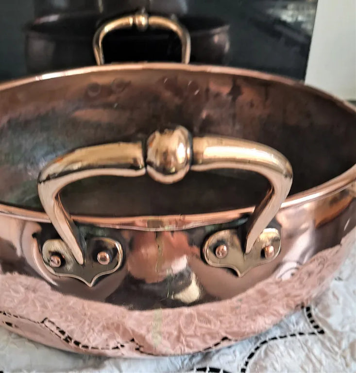Antique English Victorian Copper Cream Setting Pan