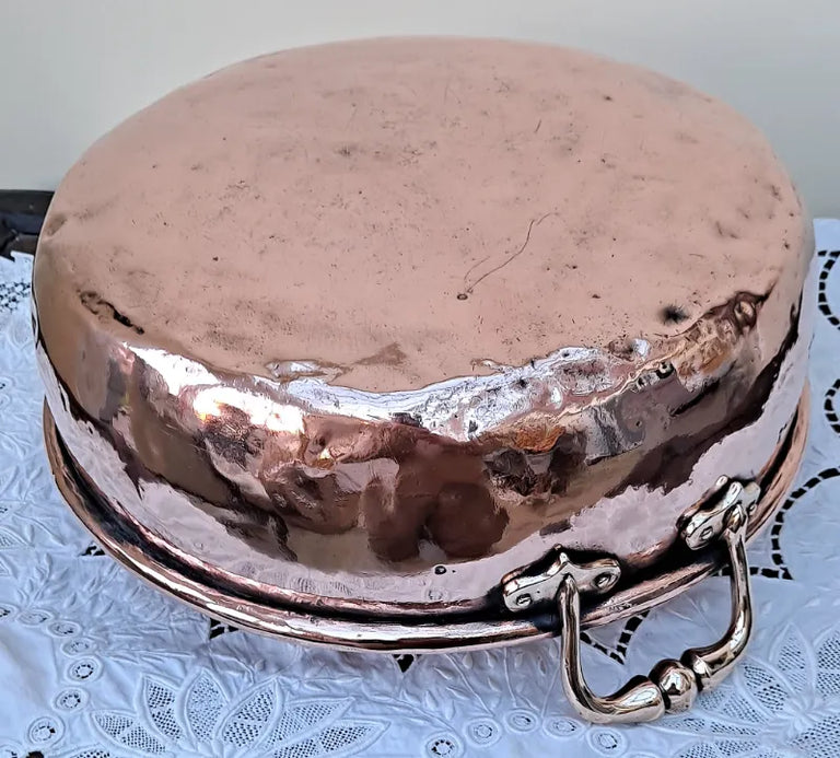Antique English Victorian Copper Cream Setting Pan