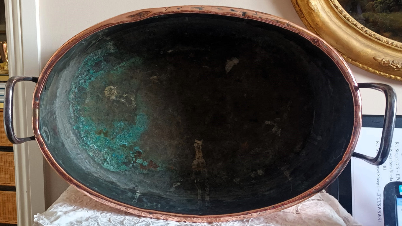 Antique English Georgian Copper Cream Setting Pan