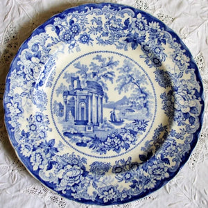 Antique Victorian Blue & White Transfer "Corinthian" Plate ~ Hancock, Whittingham