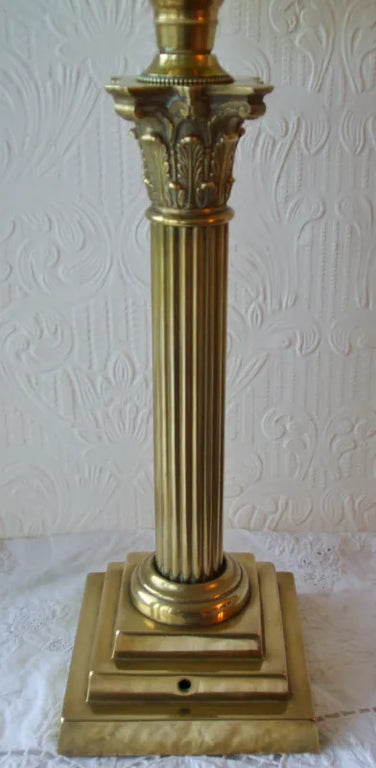 Antique English Victorian Vaseline Glass Oil Lamp