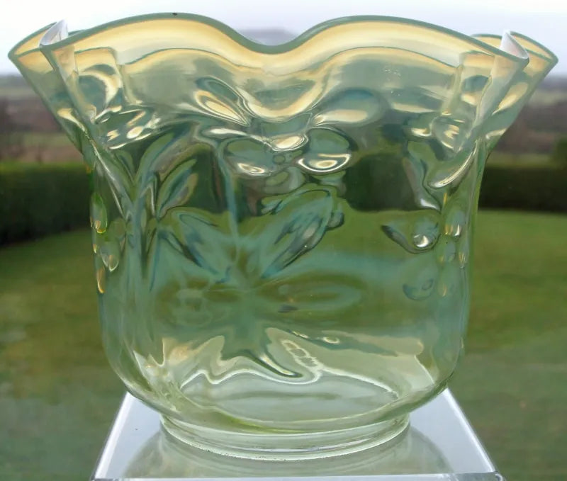 Antique English Victorian Vaseline Glass Oil Lamp