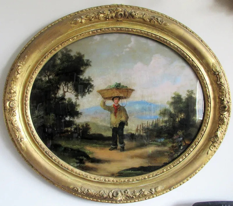 Antique English Georgian Lithograph ~ Country Lad ~ c. 1820