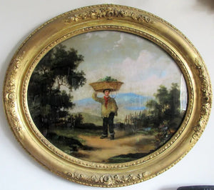 Antique English Georgian Lithograph ~ Country Lad ~ c. 1820