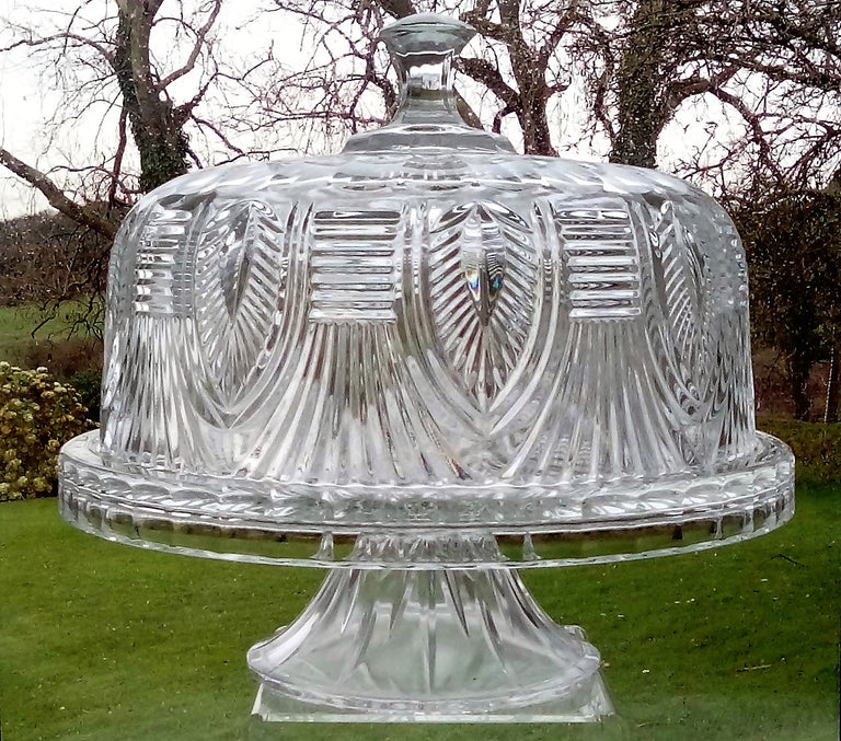Antique Victorian Moulded and Cut Glass Covered Cake Stand