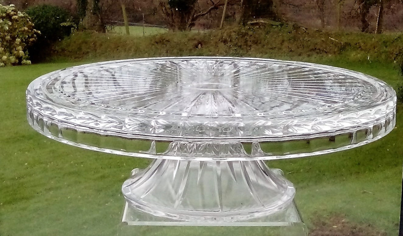 Antique Victorian Moulded and Cut Glass Covered Cake Stand