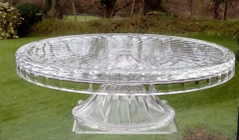 Antique Victorian Moulded and Cut Glass Covered Cake Stand