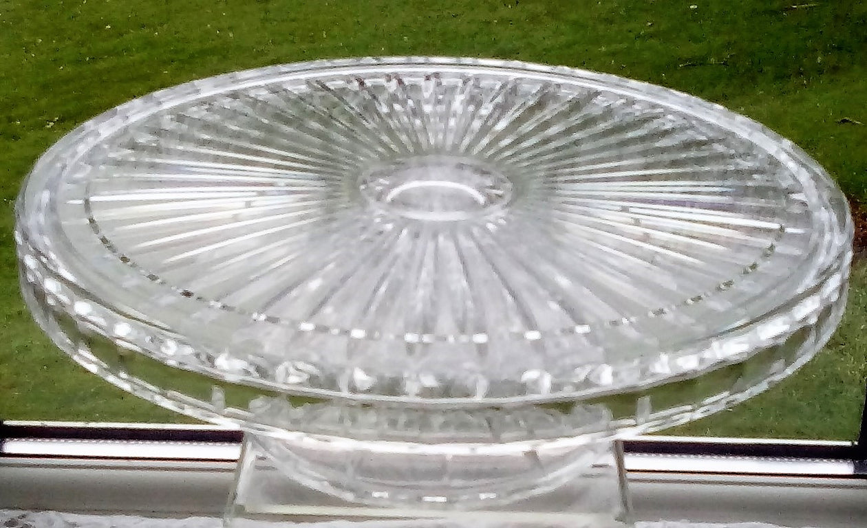 Antique Victorian Moulded and Cut Glass Covered Cake Stand