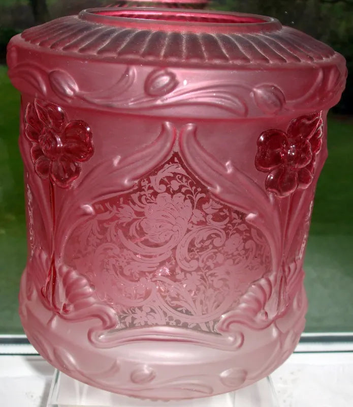 Antique English Victorian Cranberry Glass Lampshade