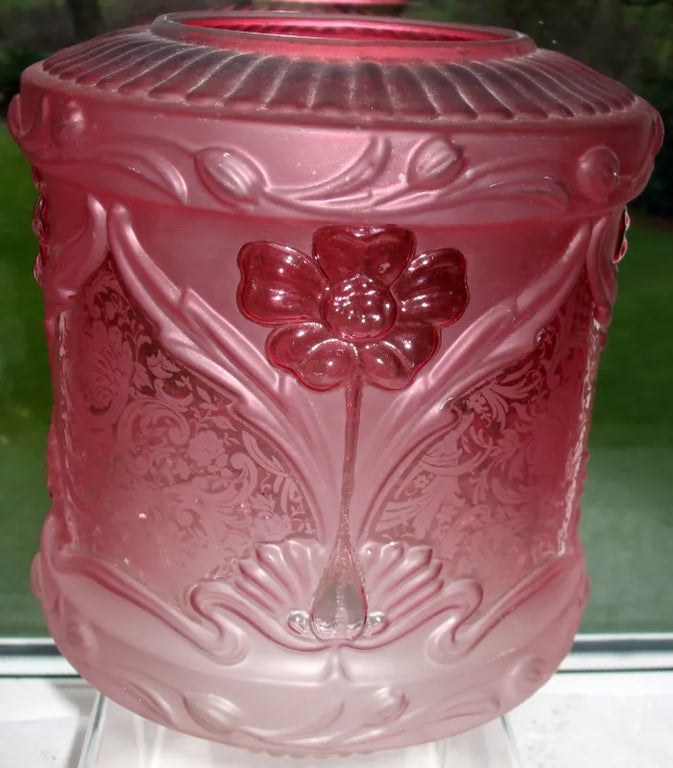 Antique English Victorian Cranberry Glass Lampshade