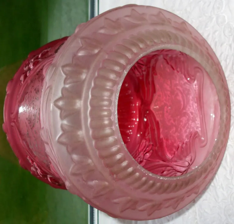 Antique English Victorian Cranberry Glass Lampshade